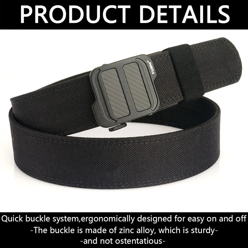 Black belt with a quick buckle on a white background