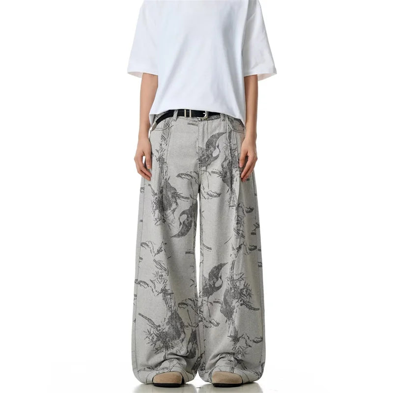 VOIDWEAR VDR_VANISH_07 Eclipse goth graphic baggy jeans washed gray patchwork Y2K streetwear
