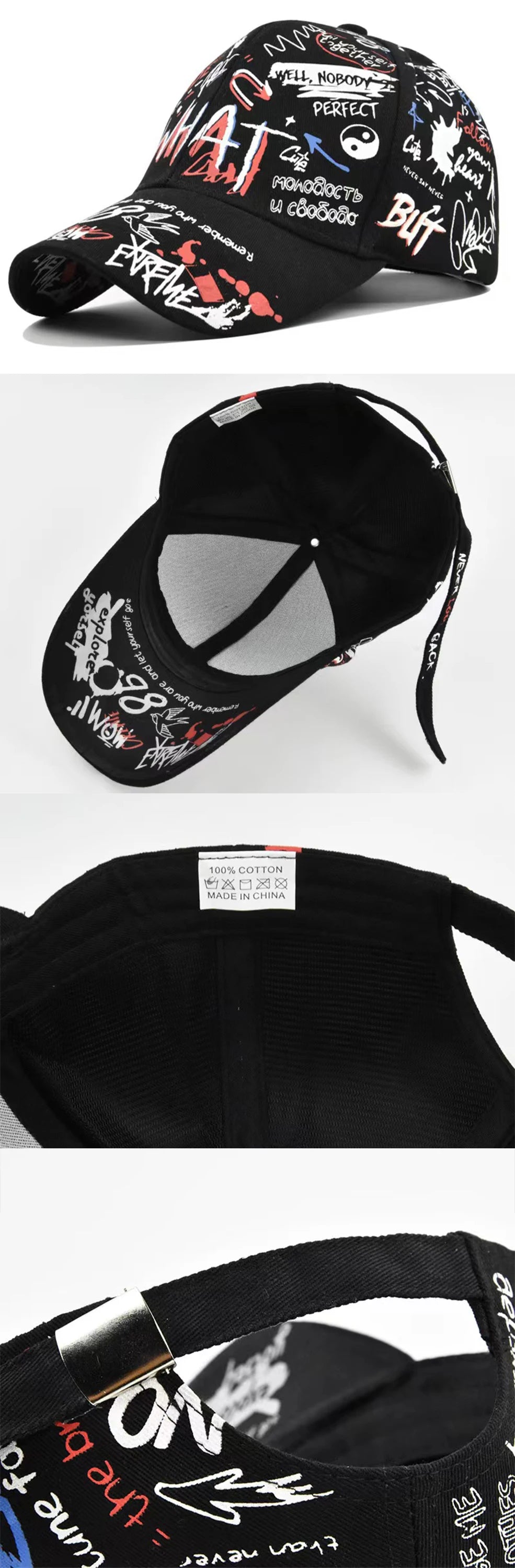 VOIDWEAR SIGNAL_VANISH_05 graffiti print cotton baseball cap with adjustable strap, designed for urban summer shadow-motion style