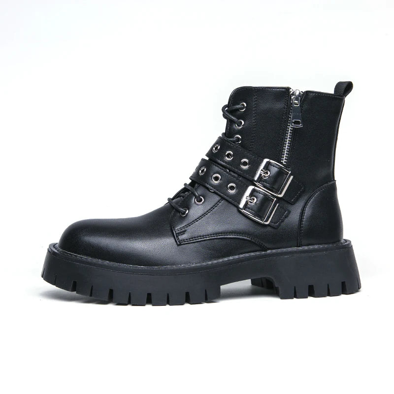 VOIDWEAR SIGNAL_VANISH_07 ☰ Shadow Strider Boots, split leather with EVA sole, winter streetwear for men