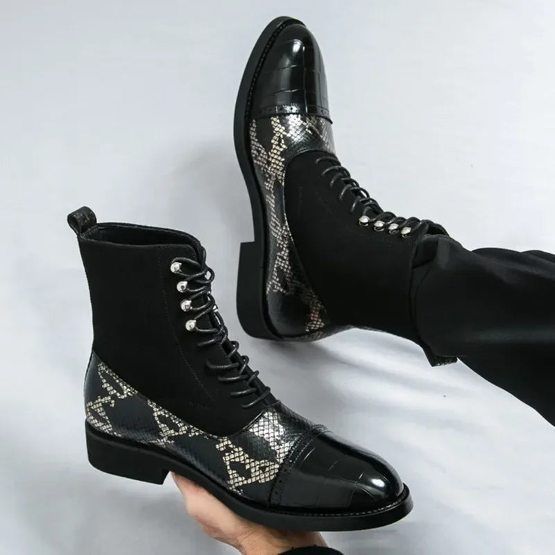VOIDWEAR SIGNAL_VANISH_09 ☰ Shadow Rider Boots, patent PU leather, EVA insoles, above-ankle winter streetwear motorcycle boots for men