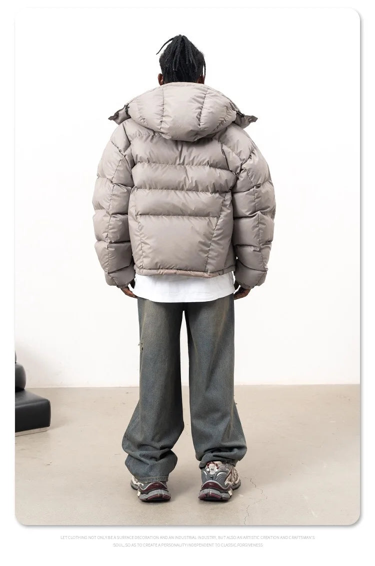 VOIDWEAR VDR_VANISH_05 ritual streetwear winter hooded jacket, oversized black coat with vanish-mode hood and signal glyph sleeve