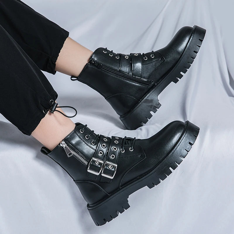 VOIDWEAR SIGNAL_VANISH_07 ☰ Shadow Strider Boots, split leather with EVA sole, winter streetwear for men